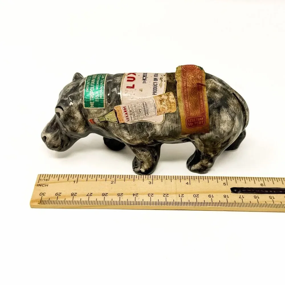 Vintage Luxardo Maraschino Hippo Ceramic Miniature Decanter Bottle Italy 2 Oz